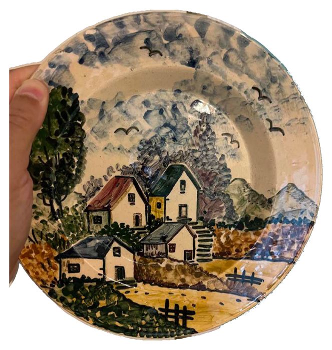 Portuguese Hand-Painted Decorative Plate Signed by Artist A. Lima