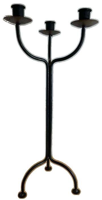 Vintage Tall Cast Iron 3-Arm Tripod Candelabra
