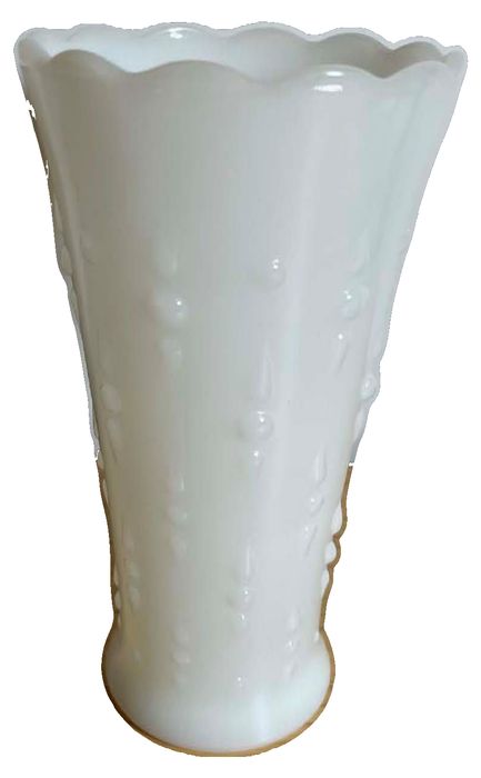 Vintage Milk Glass Hobnail Vase with a Scalloped Rim