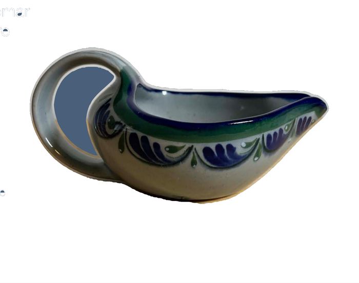 Vintage Mexican El Palomar Hand-Painted Stoneware Gravy Boat