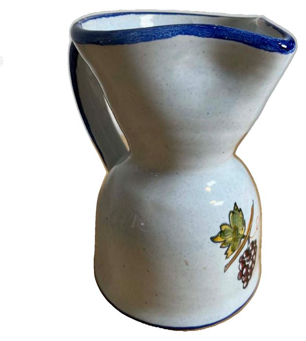 Vintage Talavera Spanish Pottery Pitcher with a Grape Motif