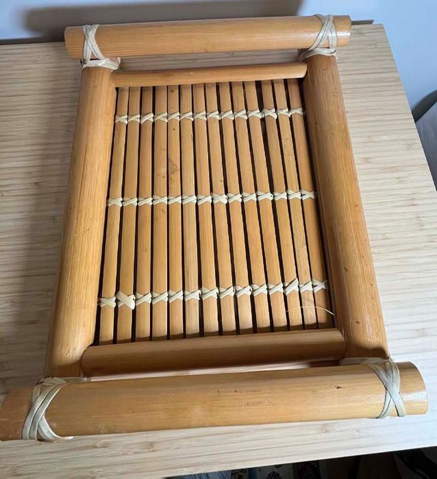 Vintage 1970s Bamboo Cane Serving & Decorative Tray