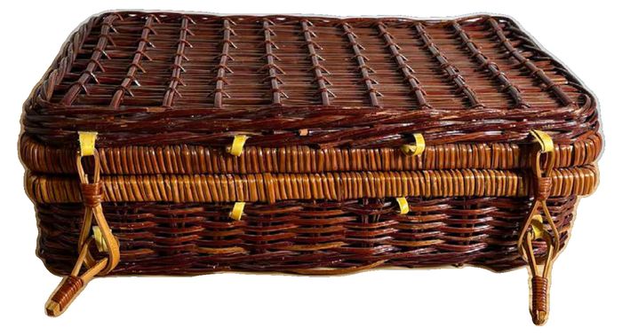 Vintage Small Woven Wicker Picnic Basket