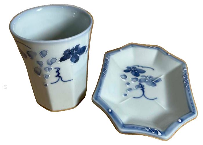 Vintage Japanese blue & white porcelain set